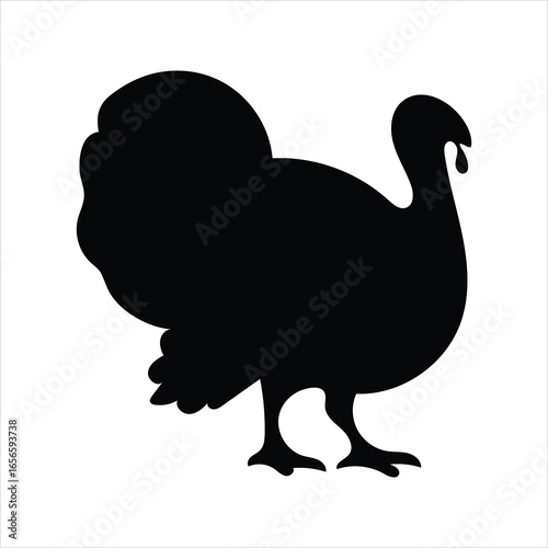 Black silhouette of a turkey with its tail feathers fanned out