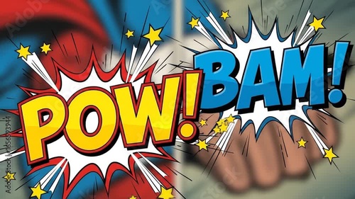 Dynamic Comic Book Action Animation with Superhero Punch Visuals and Vibrant Explosion Effects for Creative Projects
