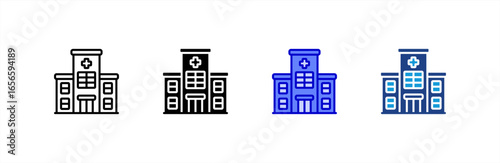 Hospital Building icon set multiple style collection.
