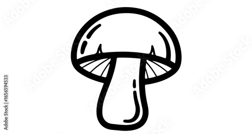Mushroom drawing vector art, edible mushroom illustration, outline mushroom clip art, fungus line drawing image