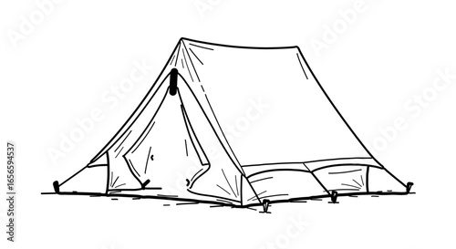 Camping tent illustration for outdoor adventure travel and vacation equipment gear outline drawing vector 100