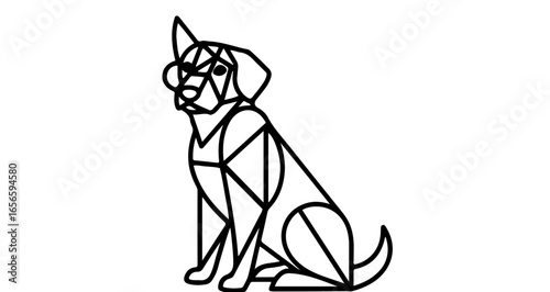 Geometric dog illustration vector art print modern line art dog breed silhouette pet portrait dog lover gift idea design