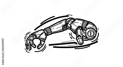 Robot arm vector illustration for ai technology and futuristic design concept with mechanical hand drawing art