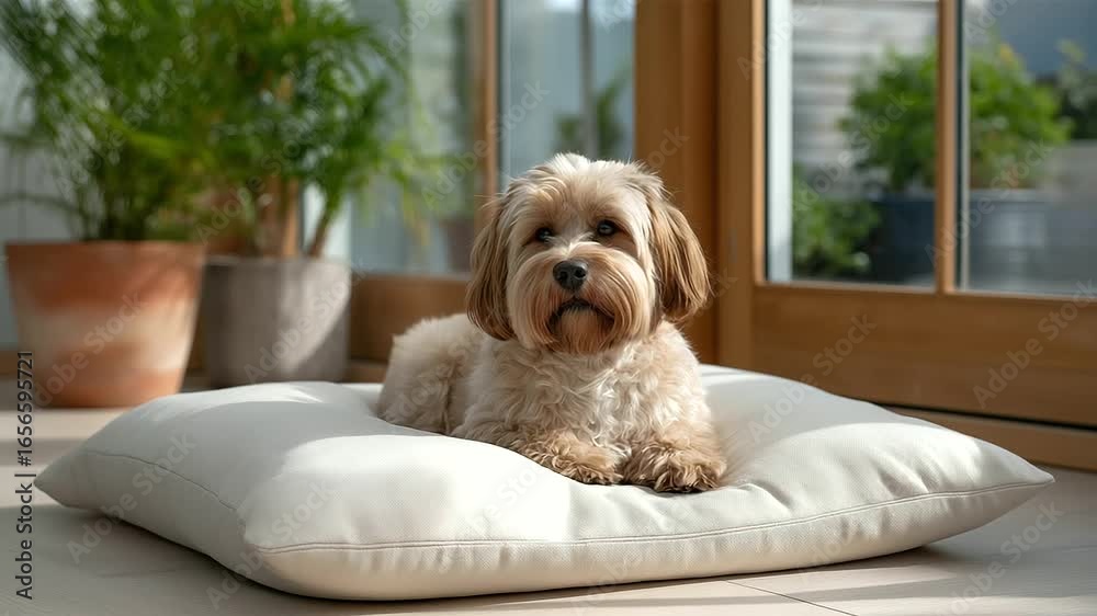 Sustainable Pet Bed with Recycled Cushion in Cozy Home Environment Sustainable Pet Bed with Recycled Cushion in Cozy Home Environment