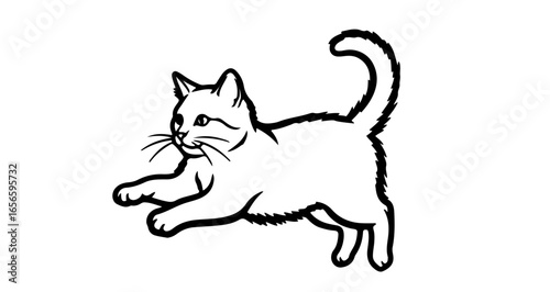 Cute cartoon cat illustration vector drawing of playful kitten outline for pet lovers and design projects