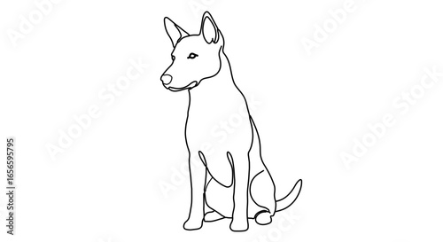 Drawing of a dog sitting illustration of pet animal canine line art vector image graphic design simple modern art