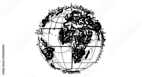 Globe world map illustration vector drawing earth continents geography travel and exploration graphic design art
