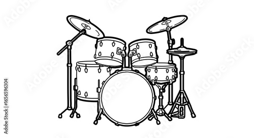 Detailed drum set illustration for music lovers and percussion enthusiasts perfect for coloring pages