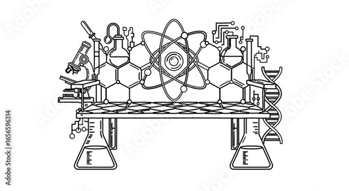 black and white science lab equipment clip art preview