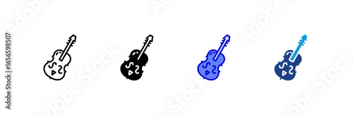Violin icon set multiple style collection.