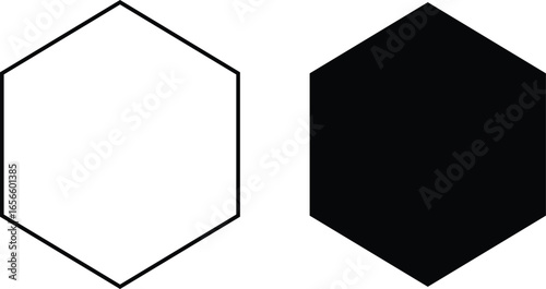 Hexagon icon, filled version, hexagon vector icon, hexagon outline and solid silhouette vector isolated on white background