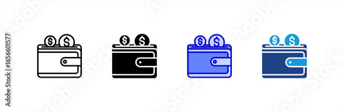 Wallet icon set multiple style collection.