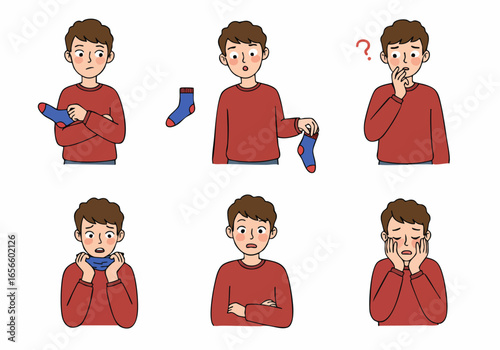 Man's Emotional Journey: From Confusion to Despair Over Missing Socks.