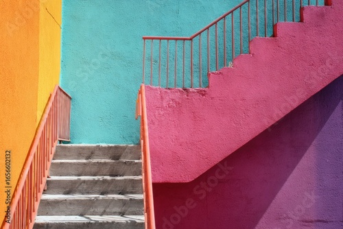 Vibrant colorful steps and walls