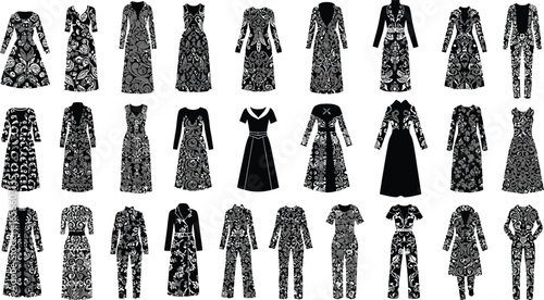 Elegant black and white designer fashion collection showcase