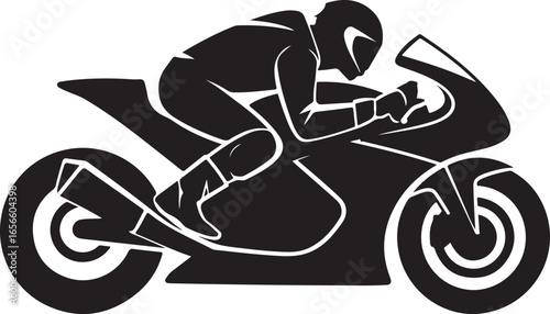 Motorcycle Racer Silhouette Vector Illustration for Speed and Sport