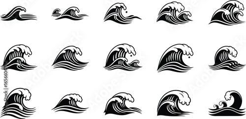 Dynamic stylized wave designs for powerful aquatic branding