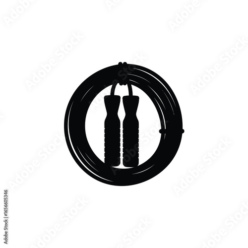 Jump rope in a circular design, isolated on white background, symbolizing fitness, exercise, cardio workout, and training in a graphic style