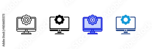 Monitor icon set multiple style collection.