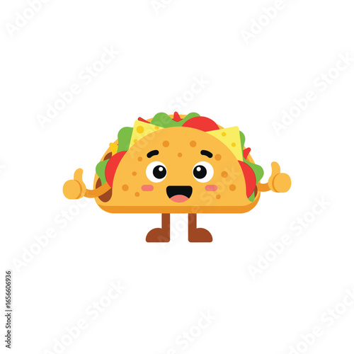 Cute Taco Character with Thumbs Up.