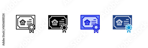 Certificate icon set multiple style collection.
