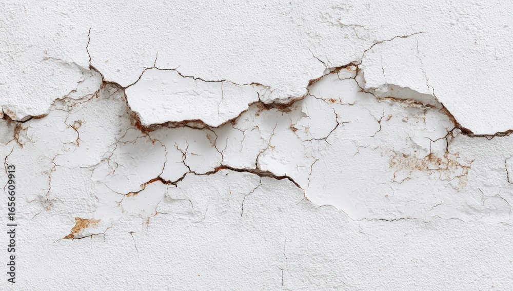 Obraz premium Cracked white painted wall (2)
