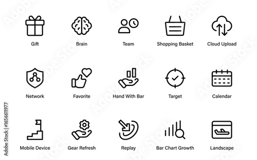 SEO – Search Engine Optimization. Thin‑line icon set for web, digital marketing, ranking, analytics, and website growth. Simple vector symbols for strategy and development.