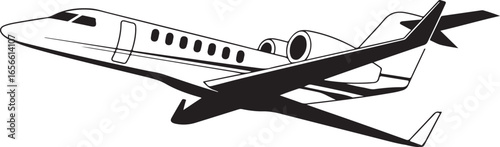 Private Jet Plane Silhouette Vector Illustration of Air Transportation