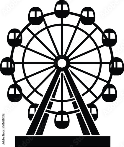 Ferris wheel vector illustration icon. Big Ferris Wheel silhouette, skyride editable vector illustration icon. 