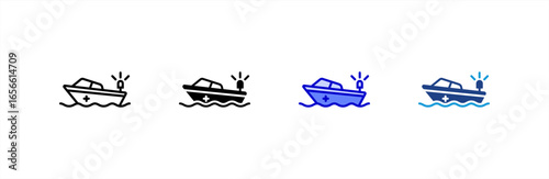 Rescue Boat icon set multiple style collection.