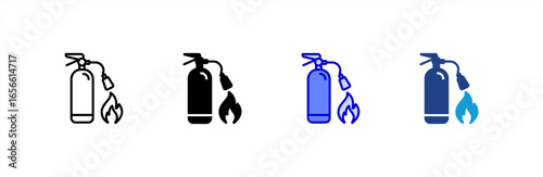 Fire Extinguisher icon set multiple style collection.