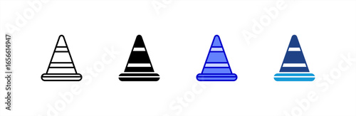 Traffic Cone icon set multiple style collection.