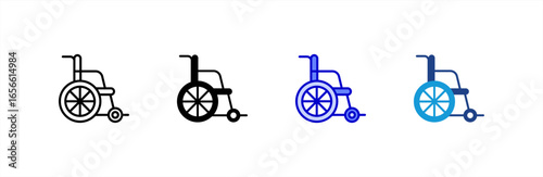 Wheelchair icon set multiple style collection.