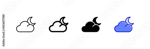 Cloudy Night icon set multiple style collection.