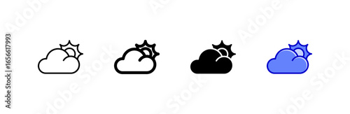 Cloudy icon set multiple style collection.