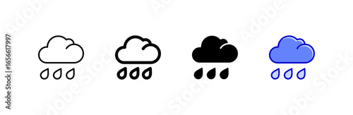Rainy icon set multiple style collection.
