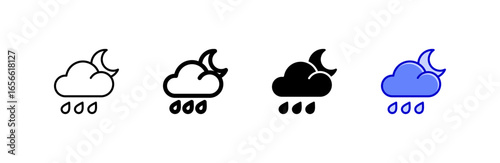 Rainy Night icon set multiple style collection.