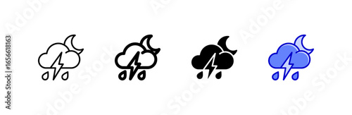 Thunderstorm icon set multiple style collection.