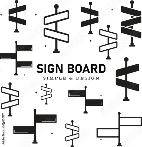 street signs. Directional pole with wayfinding arrows, finger post sign isolated realistic vector illustration set