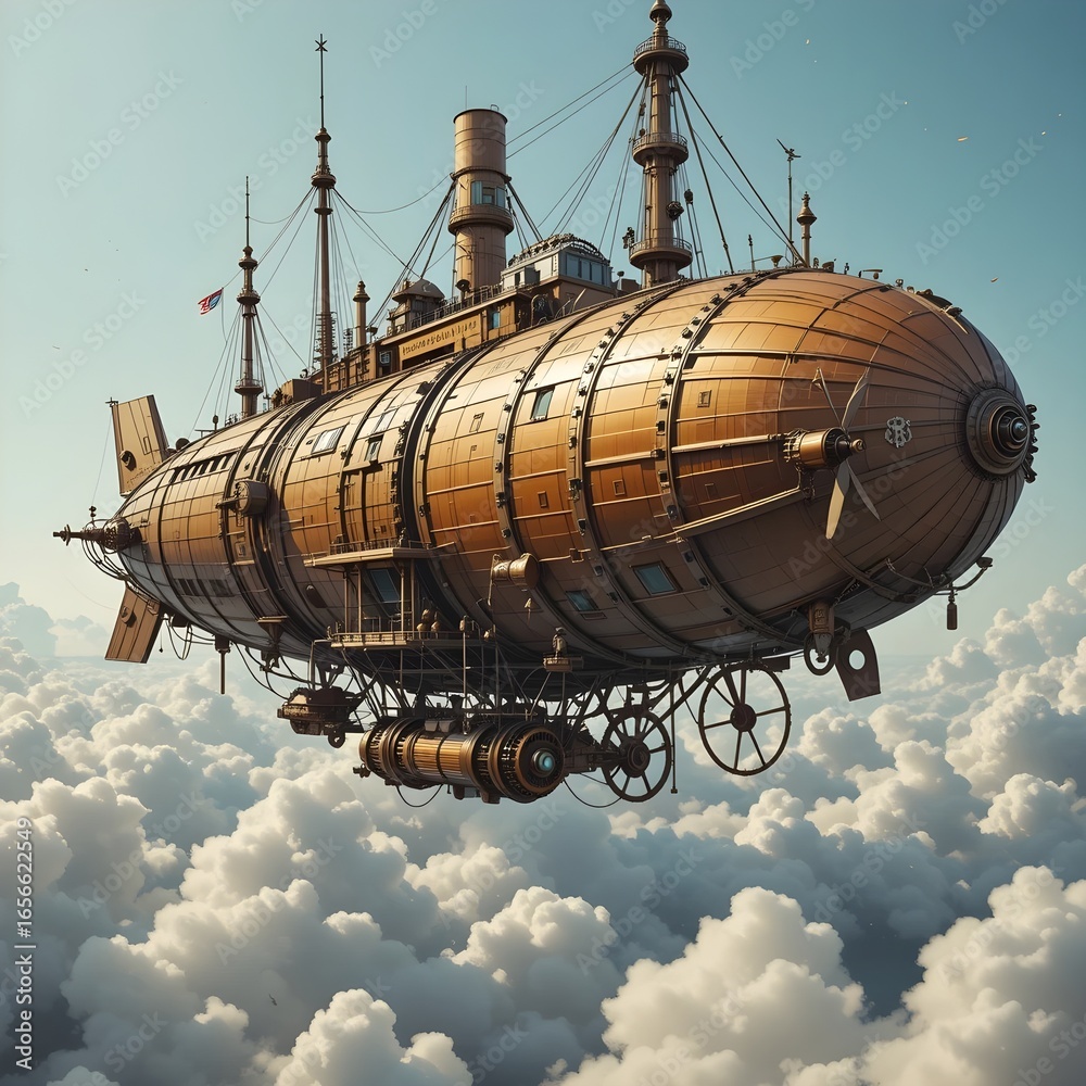 Naklejka premium Steampunk Airship