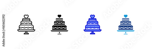 Wedding Cake icon set multiple style collection.