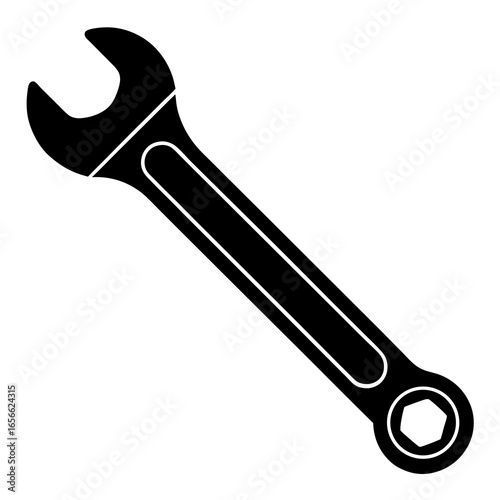 Labor Day wrench silhouette design symbolizing hard work and industry, perfect for t-shirt graphics, posters, and stock illustrations.