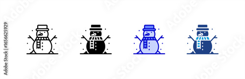 Snowman icon set multiple style collection.