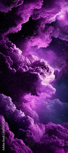 Ethereal Purple Cosmic Clouds Against a Starry Night Sky