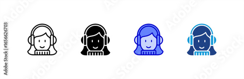 Girl icon set multiple style collection.
