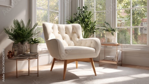 Wallpaper Mural Cream armchair in sunlit room Torontodigital.ca