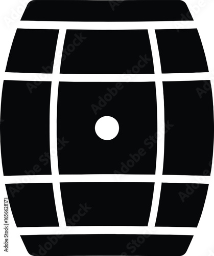 Black Silhouette of a Barrel with Staves and Hoop cask wood