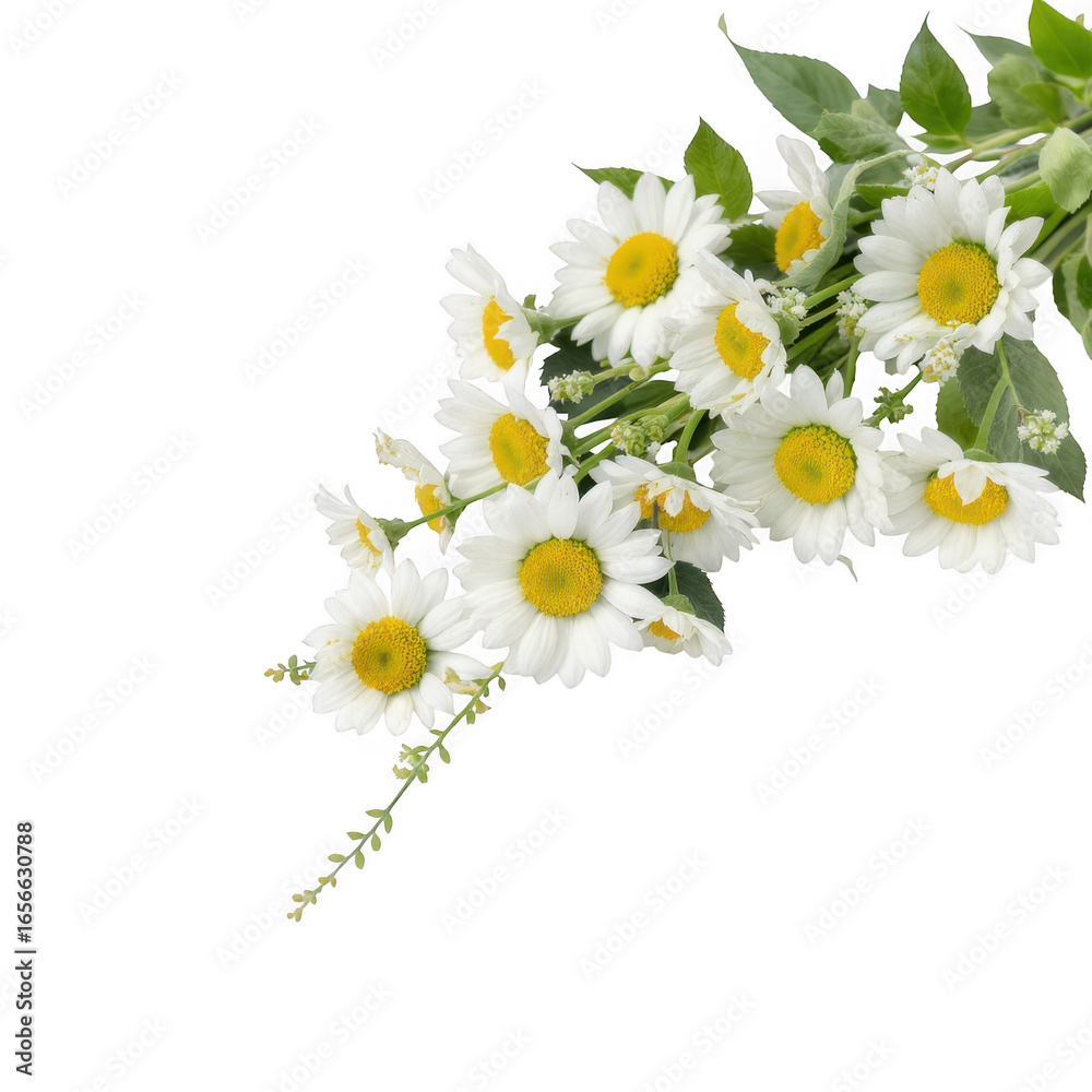 Fototapeta premium A bouquet of white daisies with yellow centers isolated on transparent background