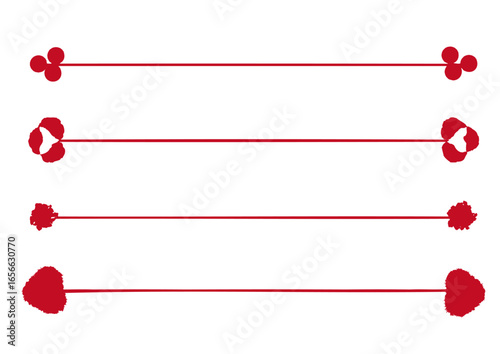シンプルな赤い罫線・飾り付きのライン