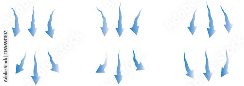 Abstract vector illustration of airflow and temperature concept. Features curved arrows, hot and cold waves, AC, heater, and HVAC elements. Transparent background for clean, futuristic energy designs.